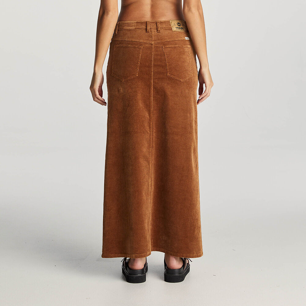 WRANGLER REPAIR MAXI SKIRT CARAMEL CORD