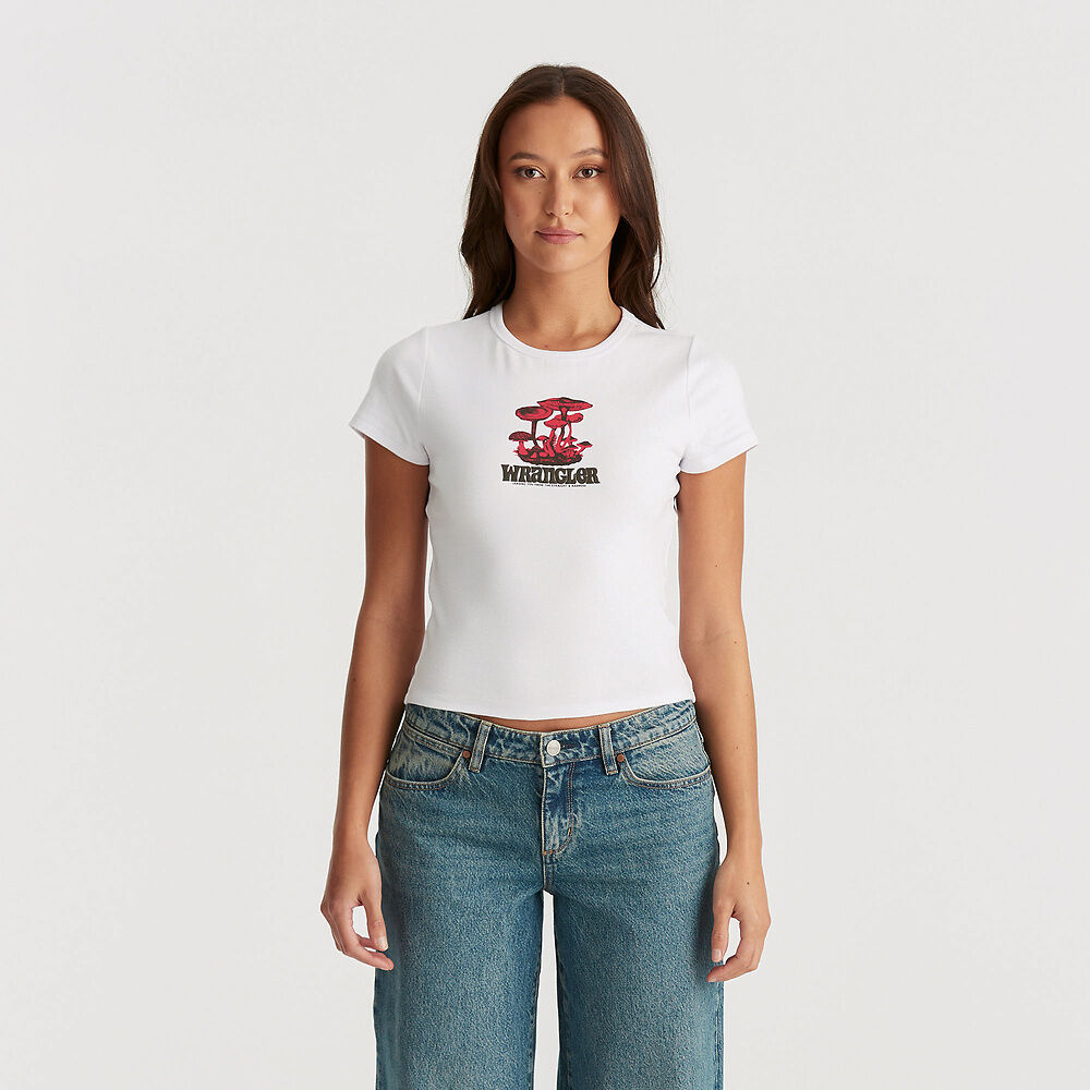 WRANGLER SHROOM STAPLE RIB TEE OPTIC WHITE