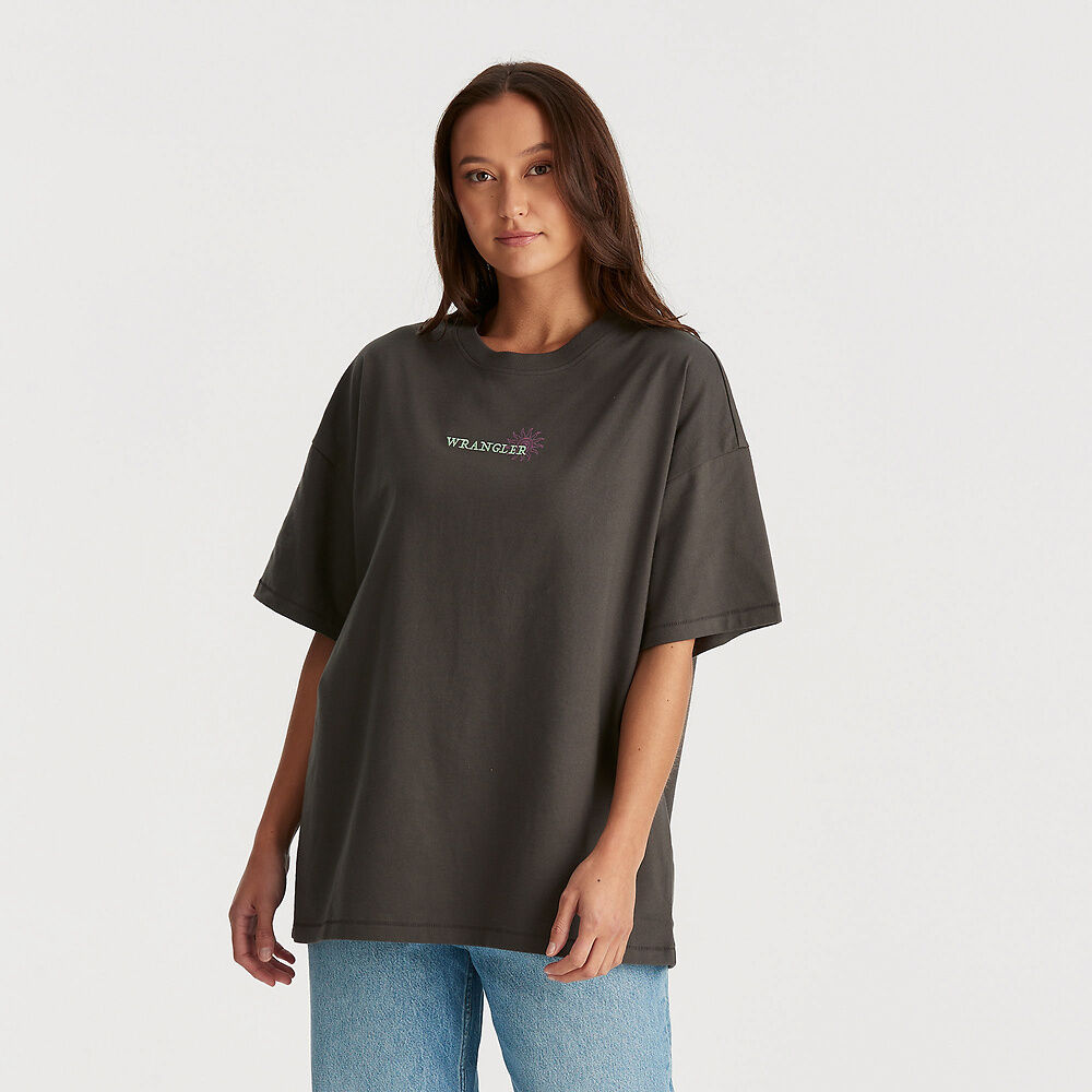 WRANGLER SPIRALLING BOXY SLOUCH TEE SLATE