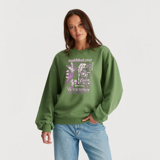 WRANGLER WATTLE SLOUCH SWEAT ELM GREEN