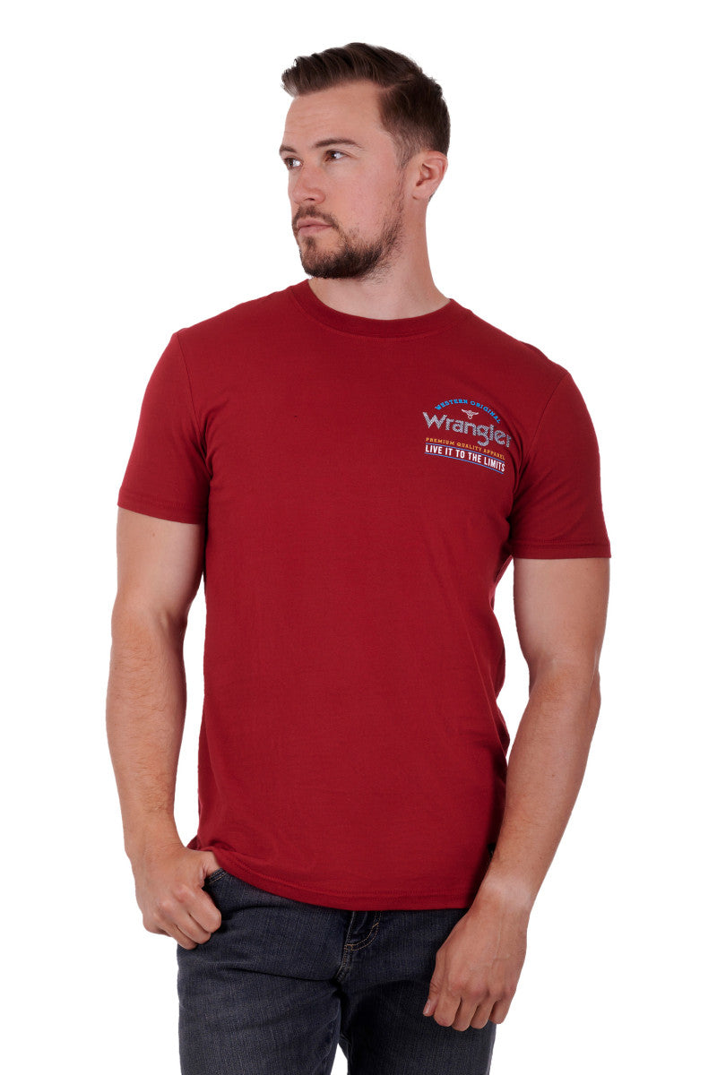 WRANGLER MENS COOPER SHORT SLEEVE TEE RED