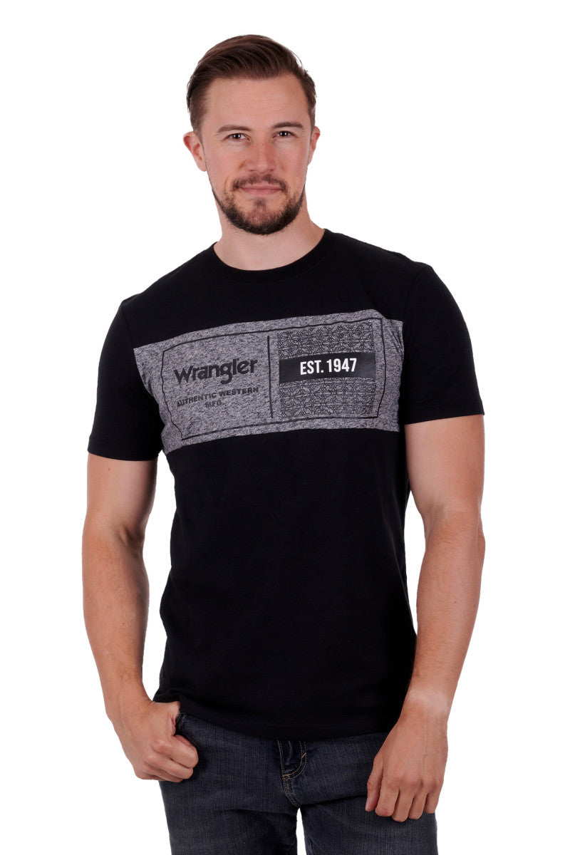 WRANGLER MENS STEWART SHORT SLEEVE TEE BLACK