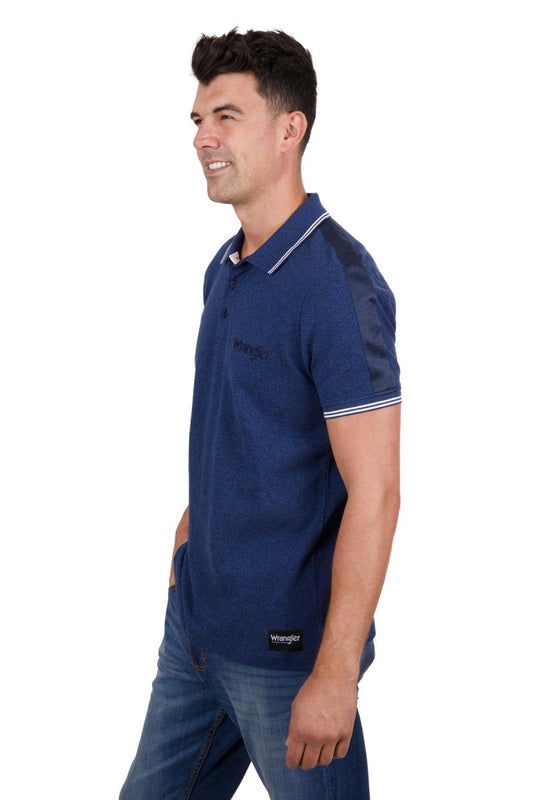 WRANGLER MENS JACKSON SS POLO NAVY MARLE