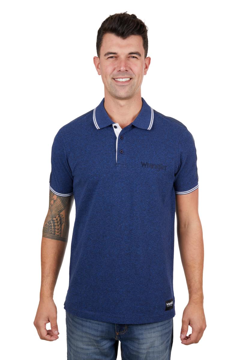 WRANGLER MENS JACKSON SS POLO NAVY MARLE