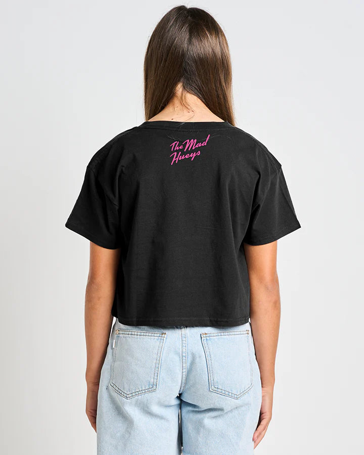 The Mad Hueys Seahorse Anchor Girls Boxy Short Sleeve Tee Black