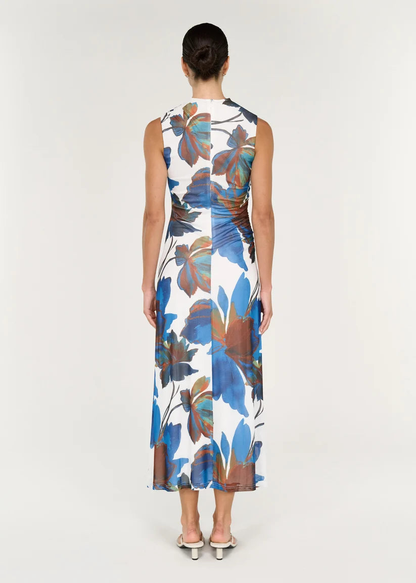 Staple The Label Aria Mesh Midi Dress | Blue/Brown Floral