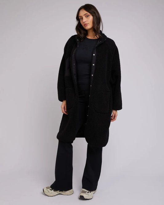 ALL ABOUT EVE ACTIVE TEDDY LONGLINE JACKET BLACK