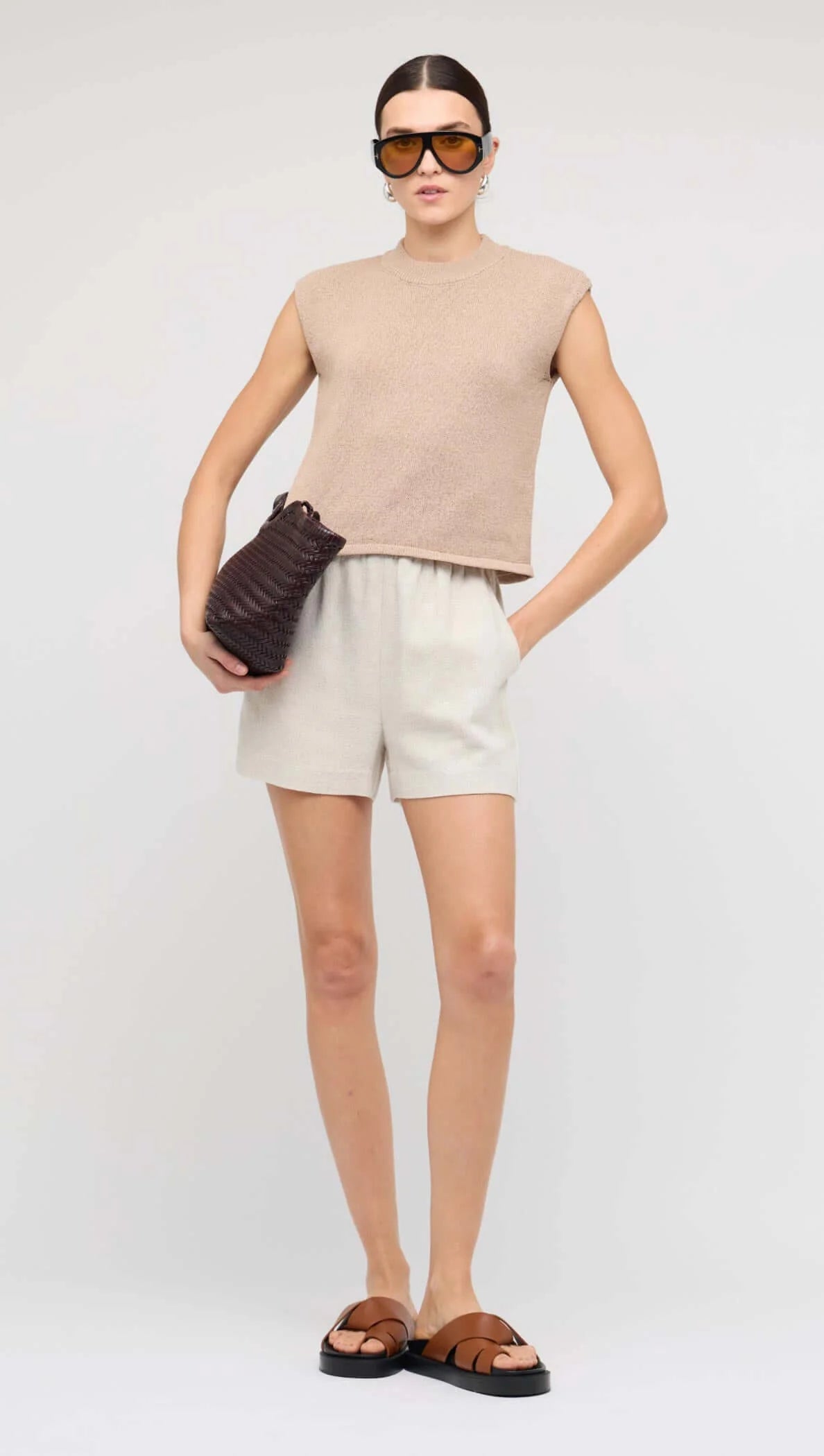 STAPLE THE LABEL DUNE KNIT TANK LATTE