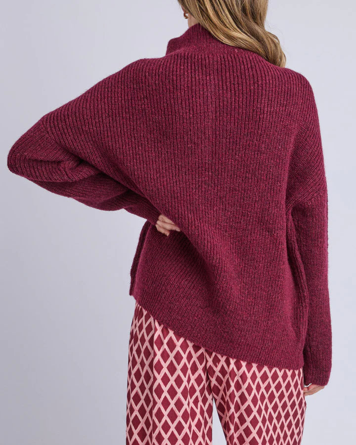 Elm Bron Button Knit | Maroon