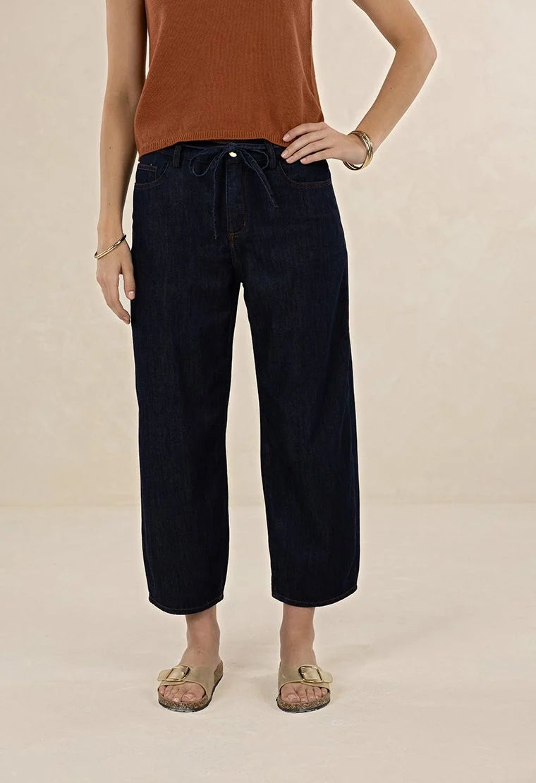 Humidity Ivy Barrel Jean | Dark Blue