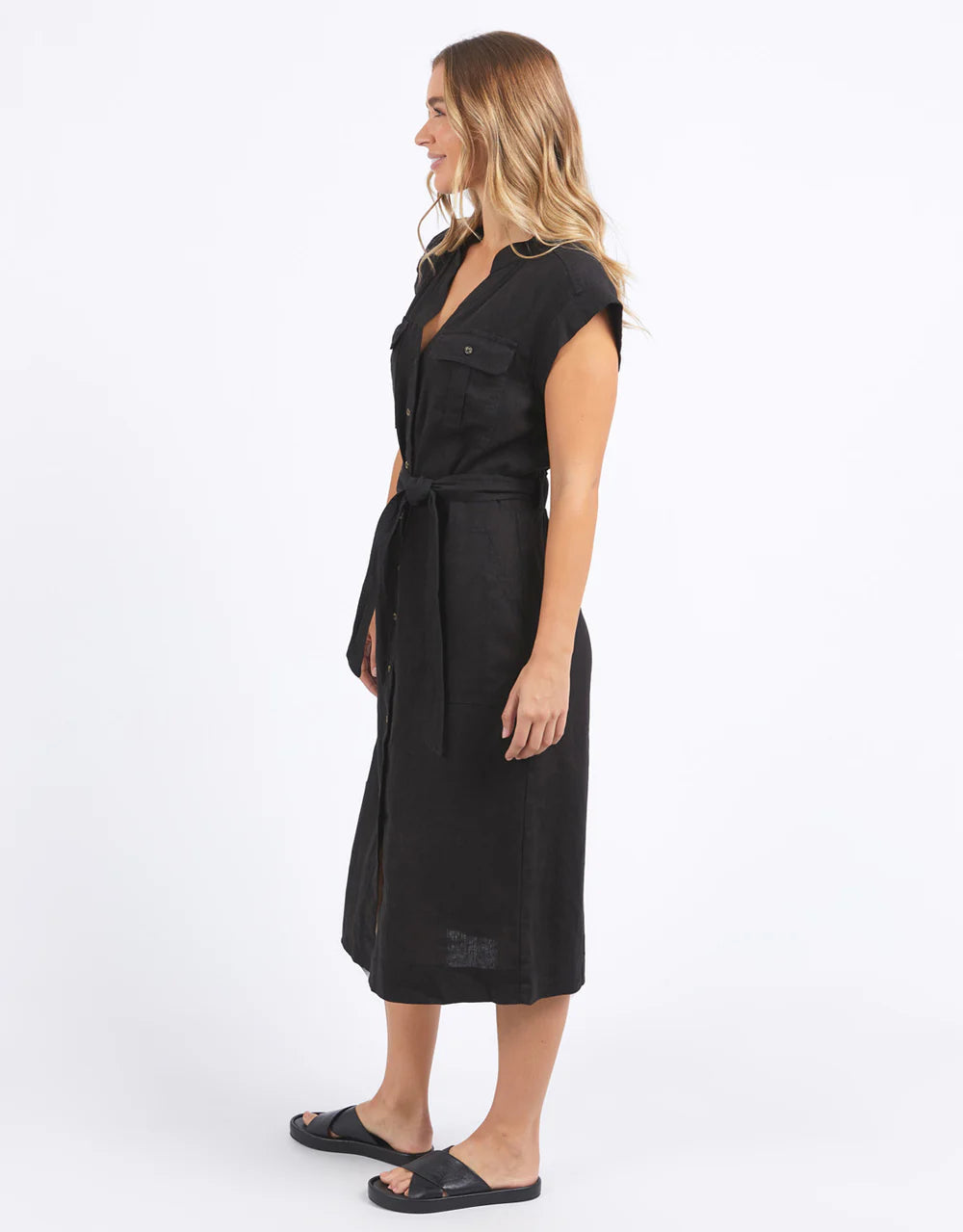 FOXWOOD HARLOW MIDI DRESS BLACK