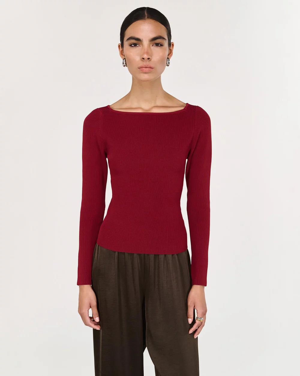 Staple The Label Eon Long Sleeve Knit | Wine