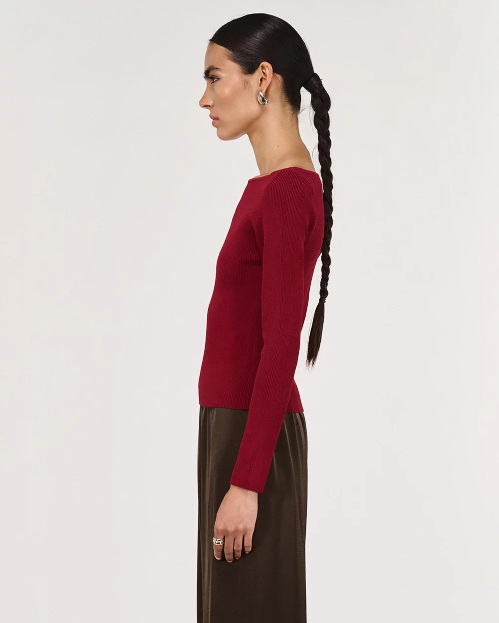 Staple The Label Eon Long Sleeve Knit | Wine