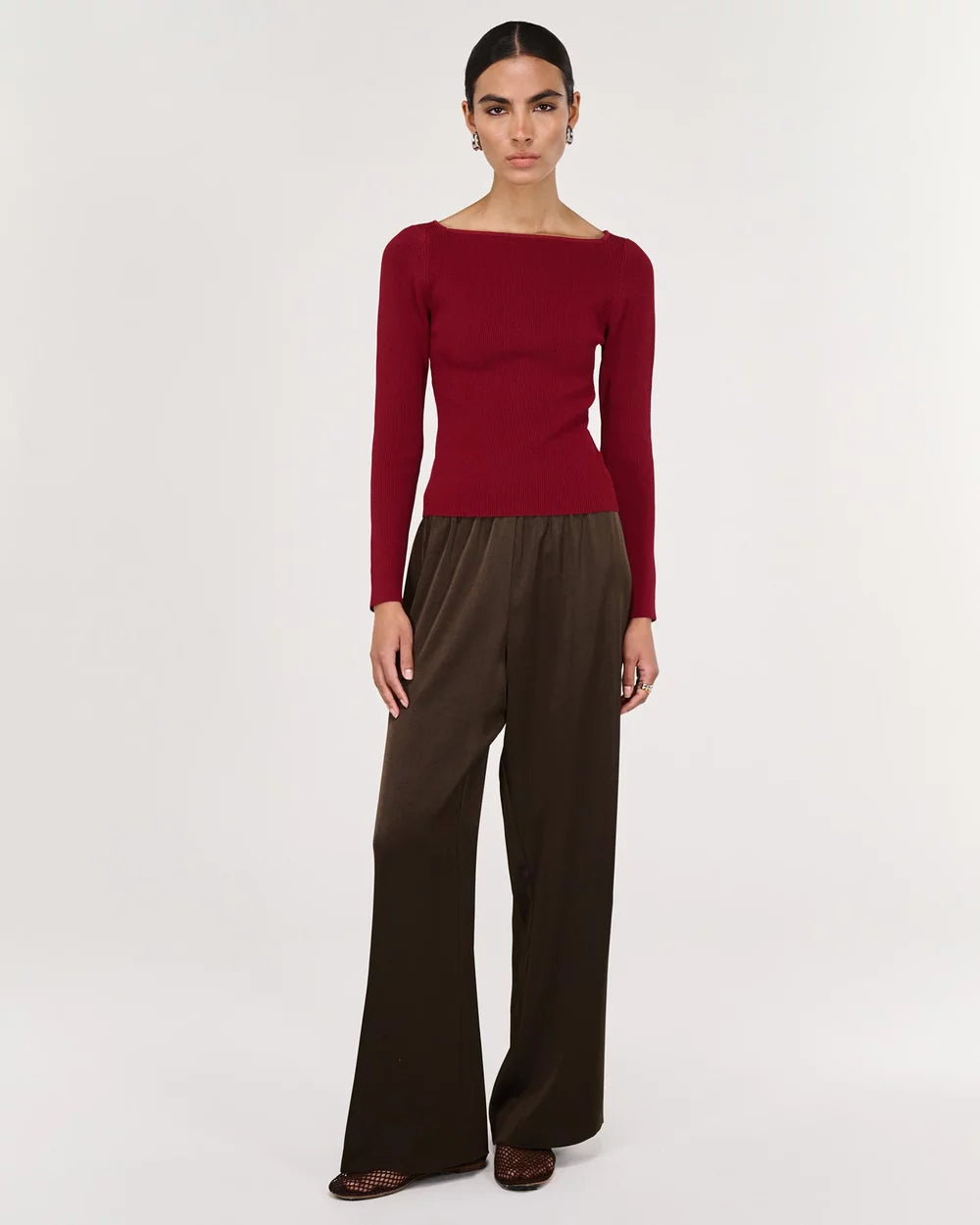 Staple The Label Eon Long Sleeve Knit | Wine