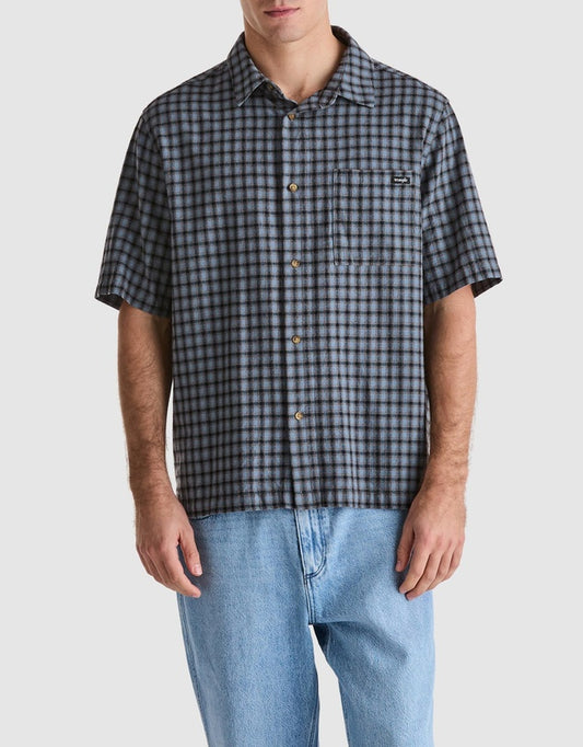 WRANGLER BOXCAR SHIRT SLATE BLUE CHECK