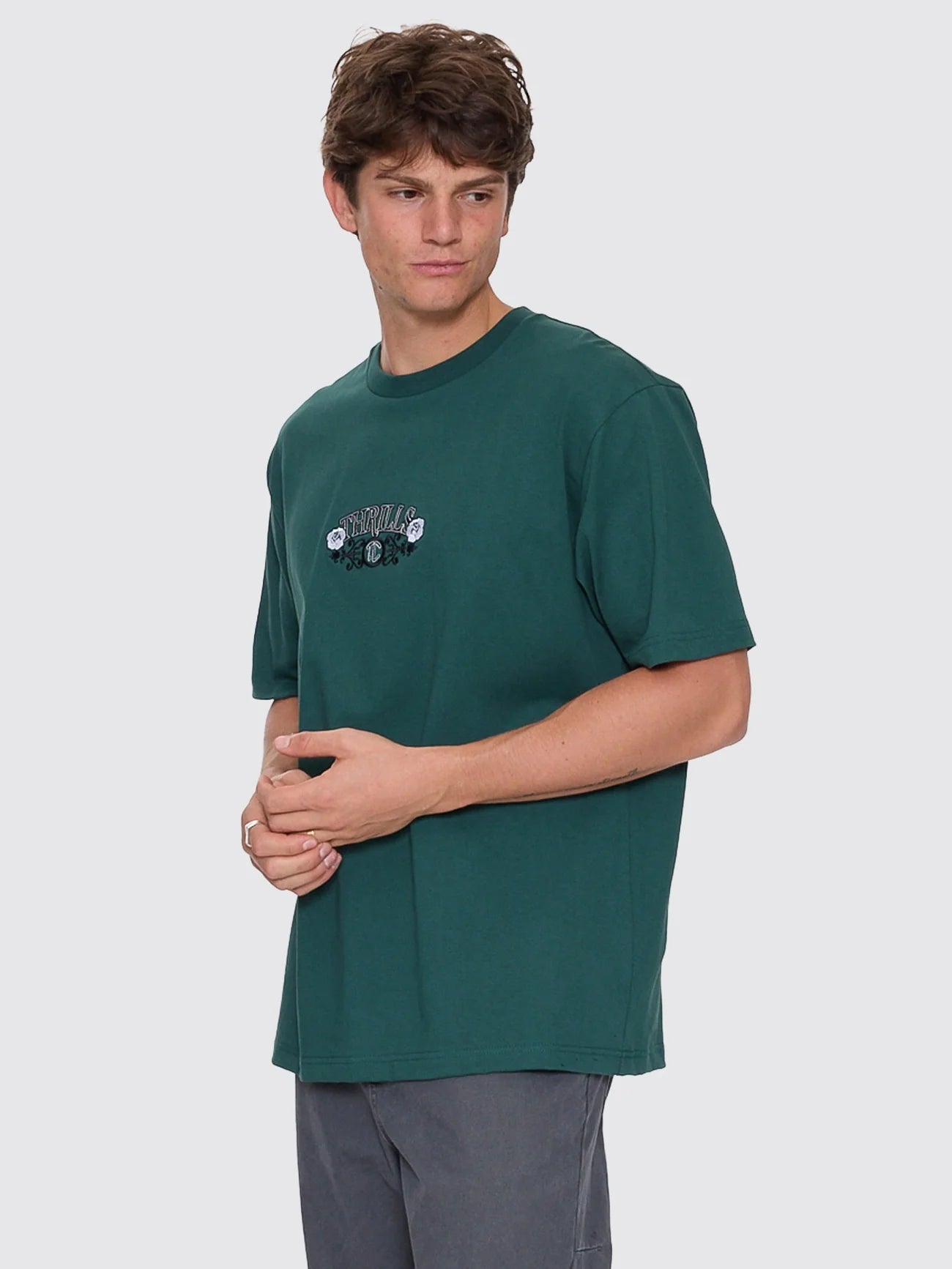 Thrills Locked In Oversize Fit Tee | Varsity Green