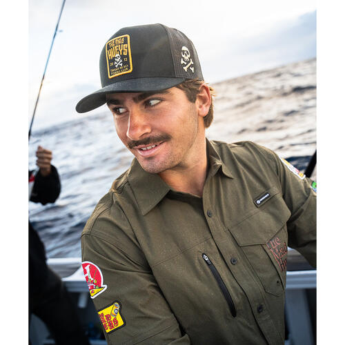 The Mad Hueys Caught Fk Skull Twill Trucker | Black