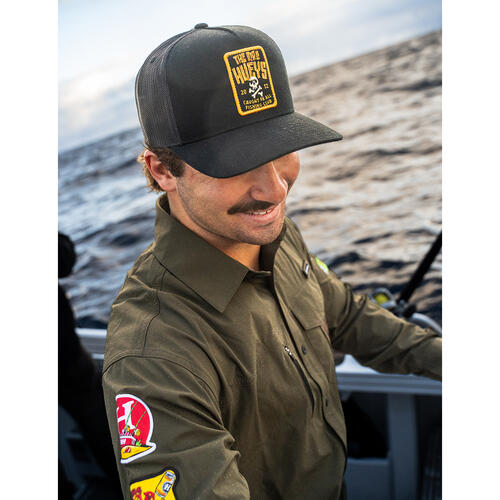 The Mad Hueys Caught Fk Skull Twill Trucker | Black