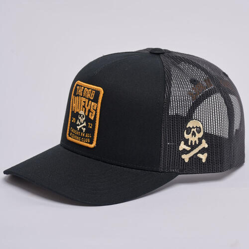 The Mad Hueys Caught Fk Skull Twill Trucker | Black