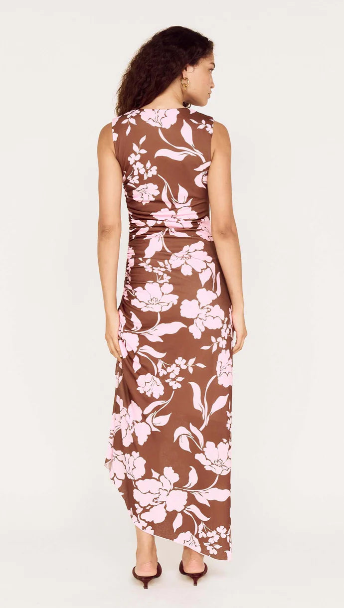 Mink Pink Uli Mesh Midi Dress | Chocolate/Lilac