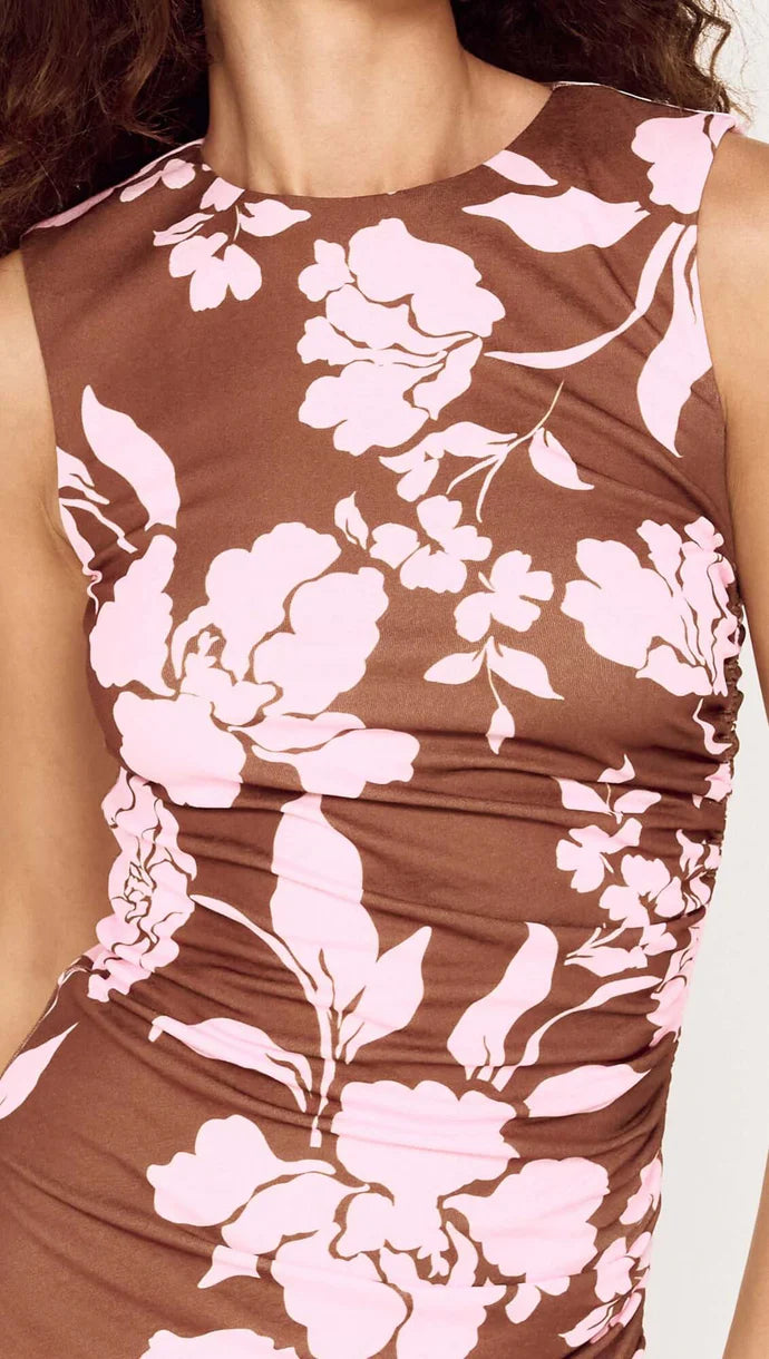 Mink Pink Uli Mesh Midi Dress | Chocolate/Lilac