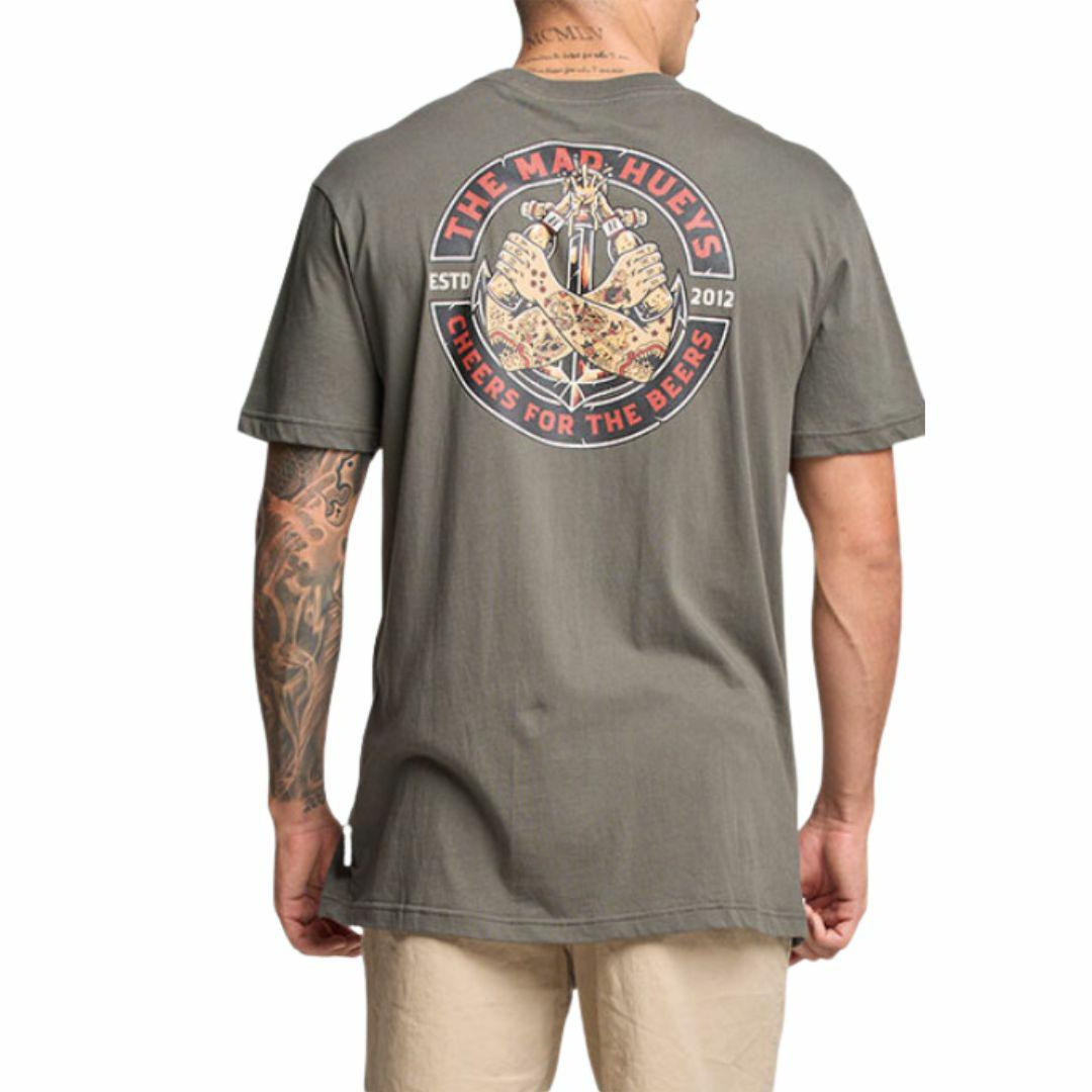 THE MAD HUEYS CHEERS FOR THE BEERS SS TEE CHARCOAL