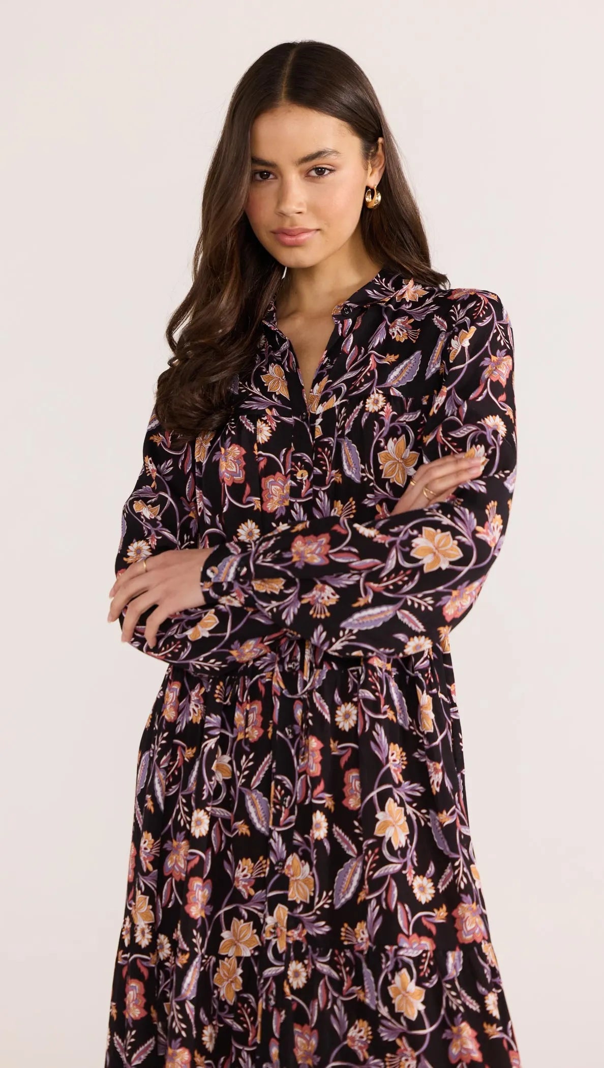 MINK PINK REGAL LONG SLEEVE MIDI DRESS CHINTZ