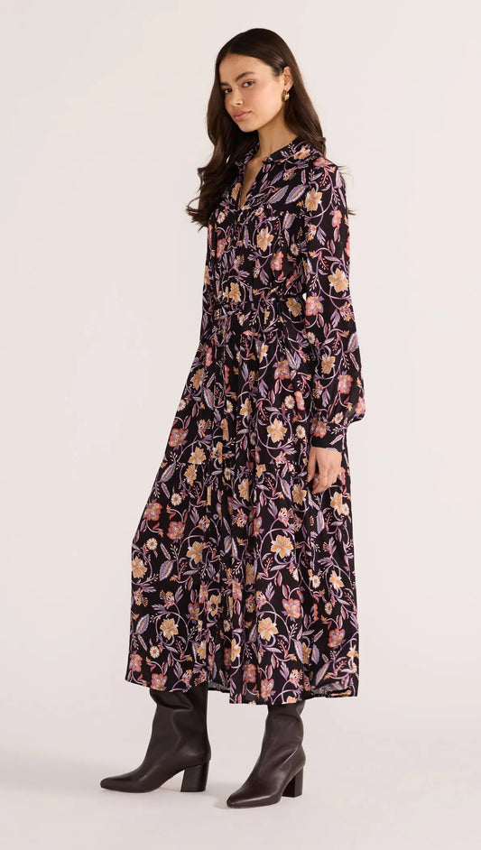 MINK PINK REGAL LONG SLEEVE MIDI DRESS CHINTZ