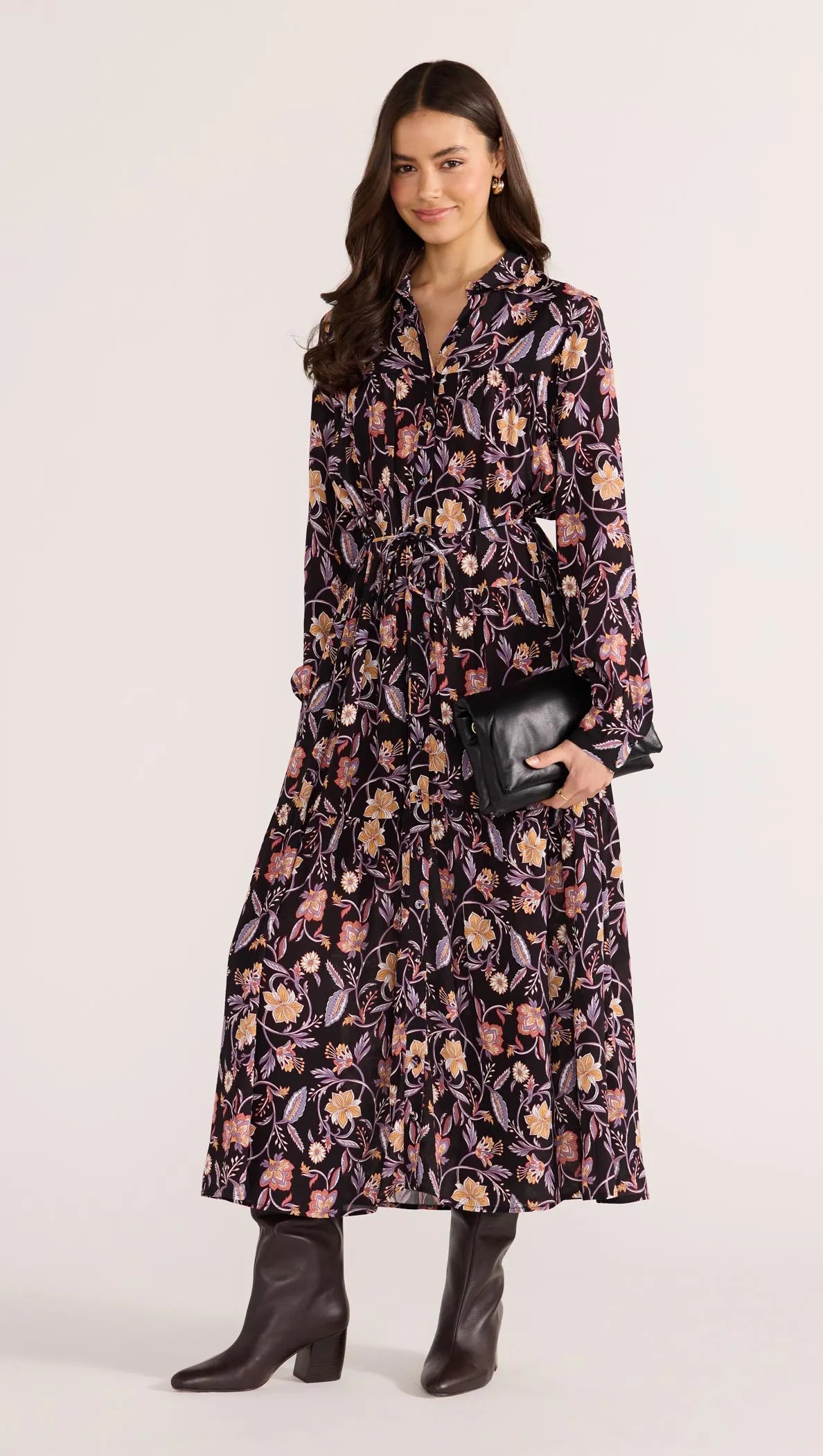 MINK PINK REGAL LONG SLEEVE MIDI DRESS CHINTZ