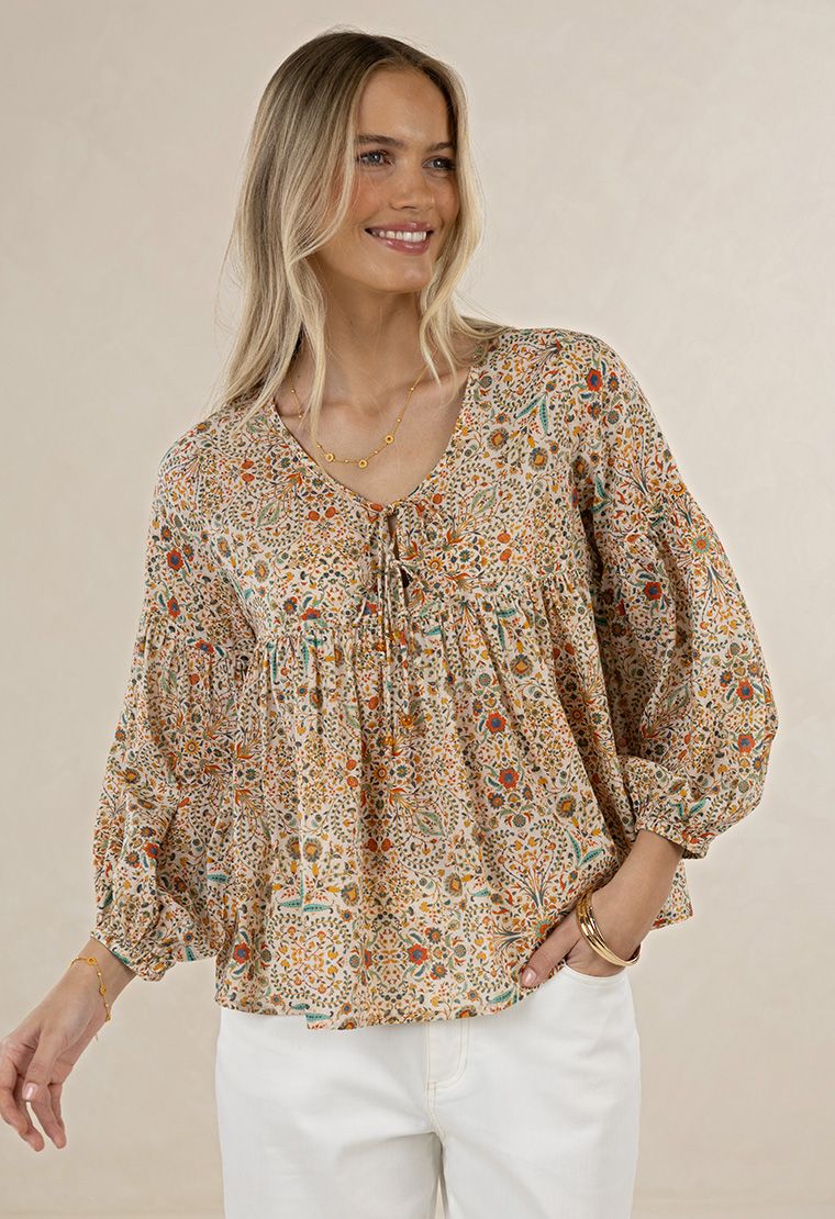 Humidity Lara Blouse | Almond Print