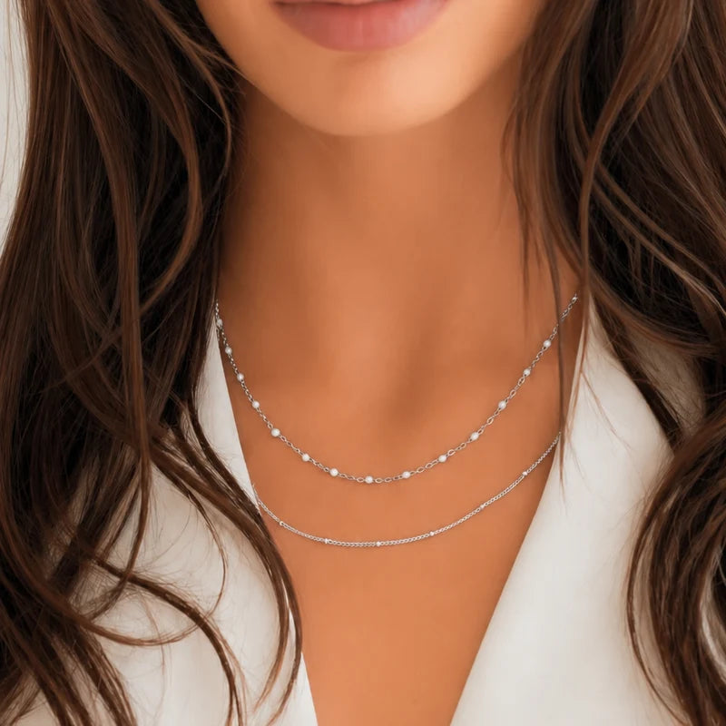 Atolea Double Beaded Choker | Silver
