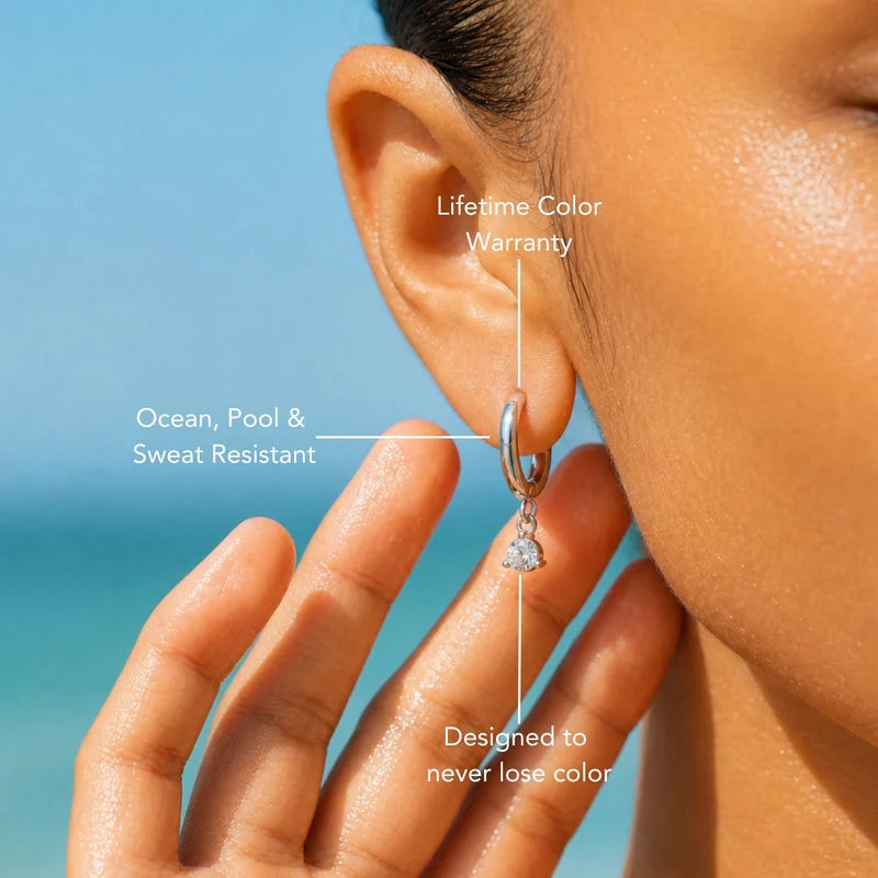 Atolea Sparkle Drop Earrings | Silver