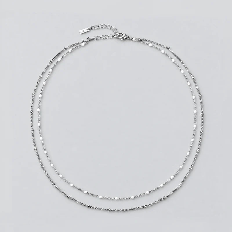Atolea Double Beaded Choker | Silver