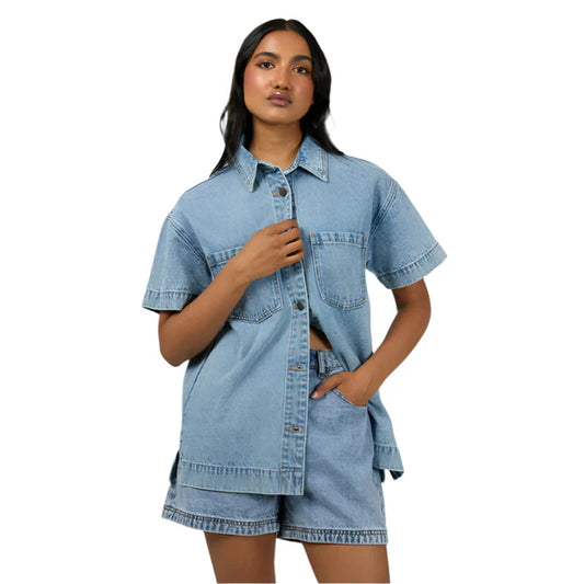 ALL ABOUT EVE SIMI DENIM SHIRT LIGHT BLUE