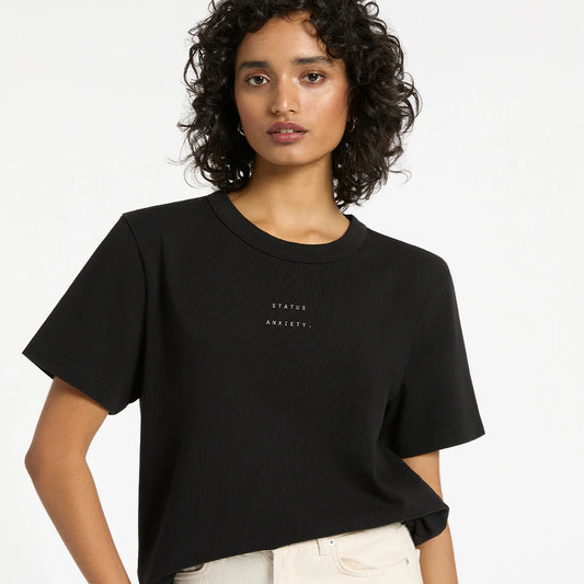 Status Anxiety Feels Right Logo  Tee | Soft Black