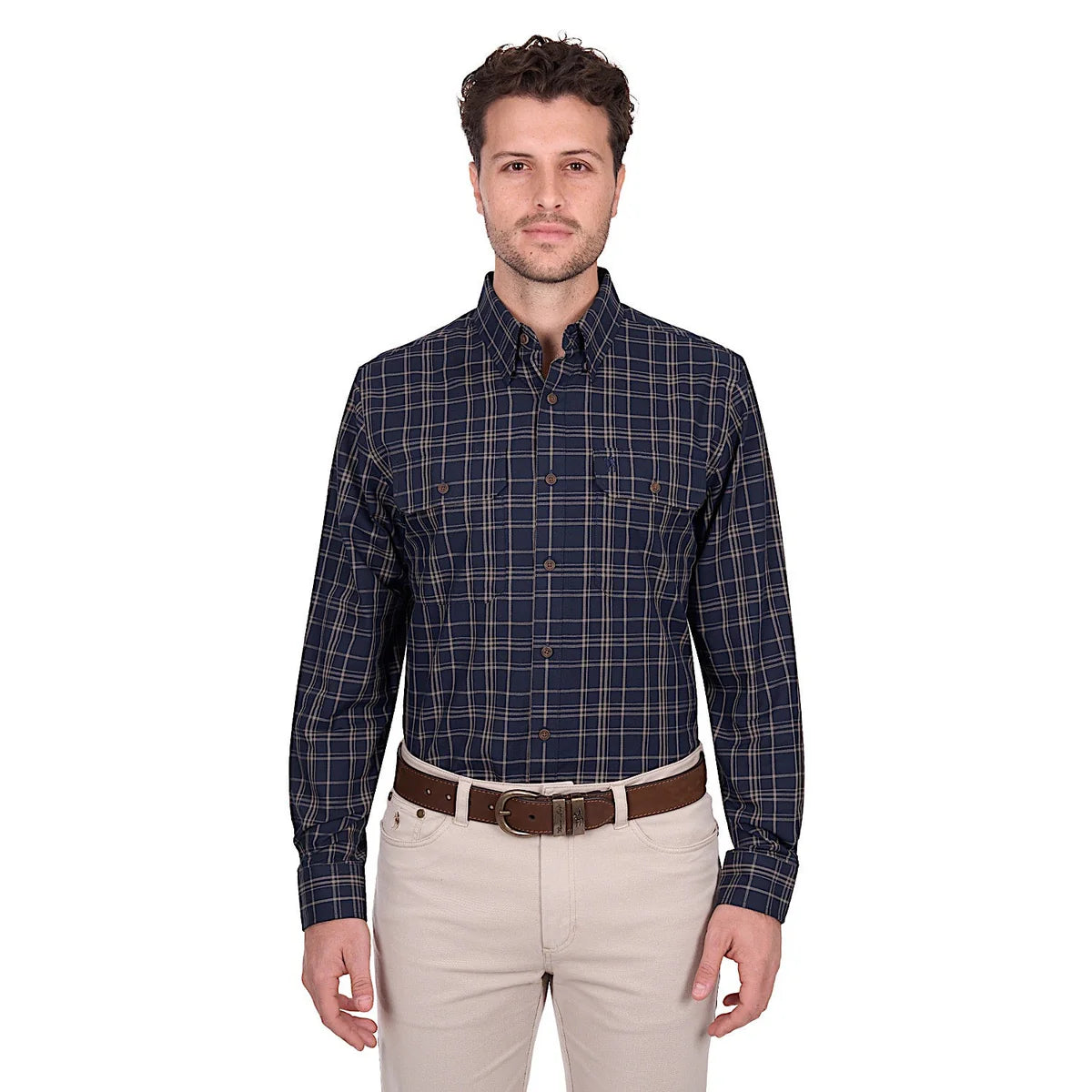 Thomas Cook Adam 2 Pocket Long Sleeve Shirt | Navy/Tan