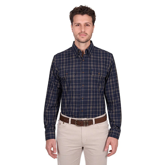 Thomas Cook Adam 2 Pocket Long Sleeve Shirt | Navy/Tan