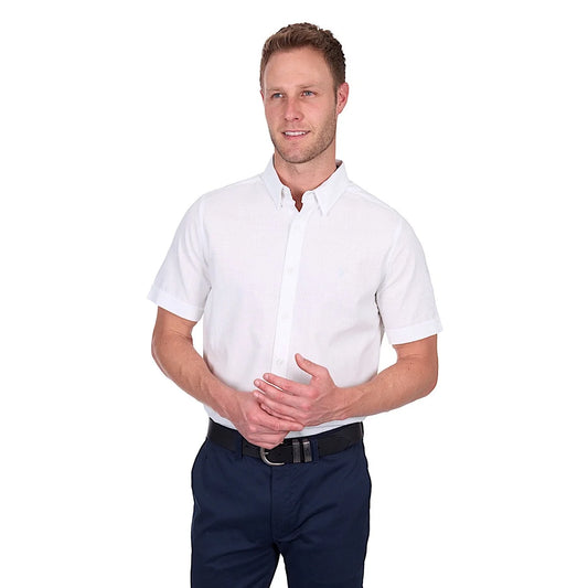 Thomas Cook Mens TC Linen Short Sleeve Shirt | White