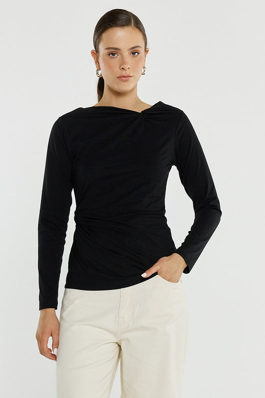 Sass Sophia Twisted Top | Black
