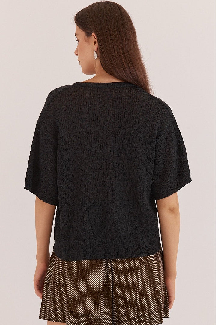 Sass Noni Relaxed Knit Tee | Black