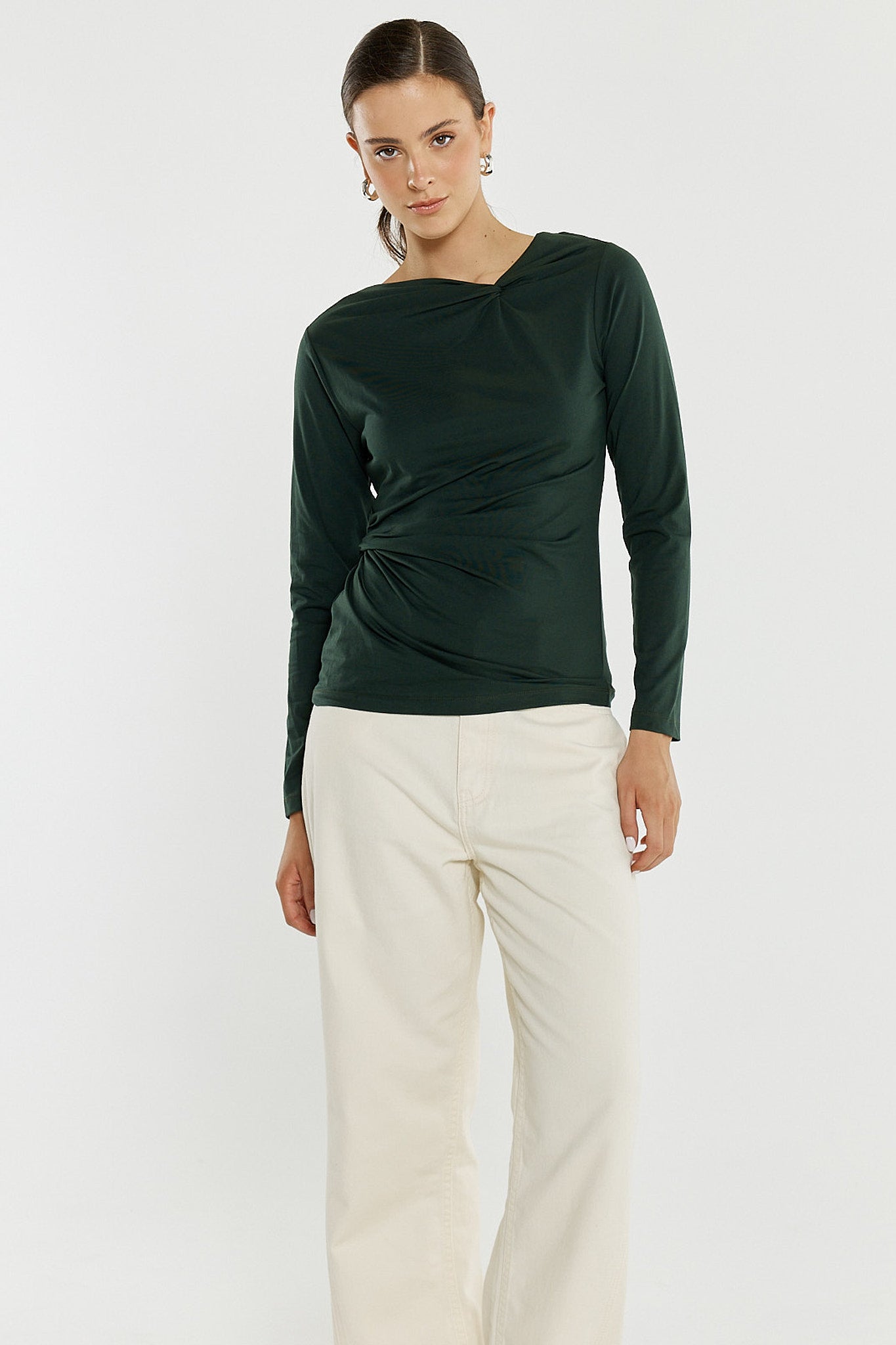 Sass Sophia Twisted Top | Bottle Green