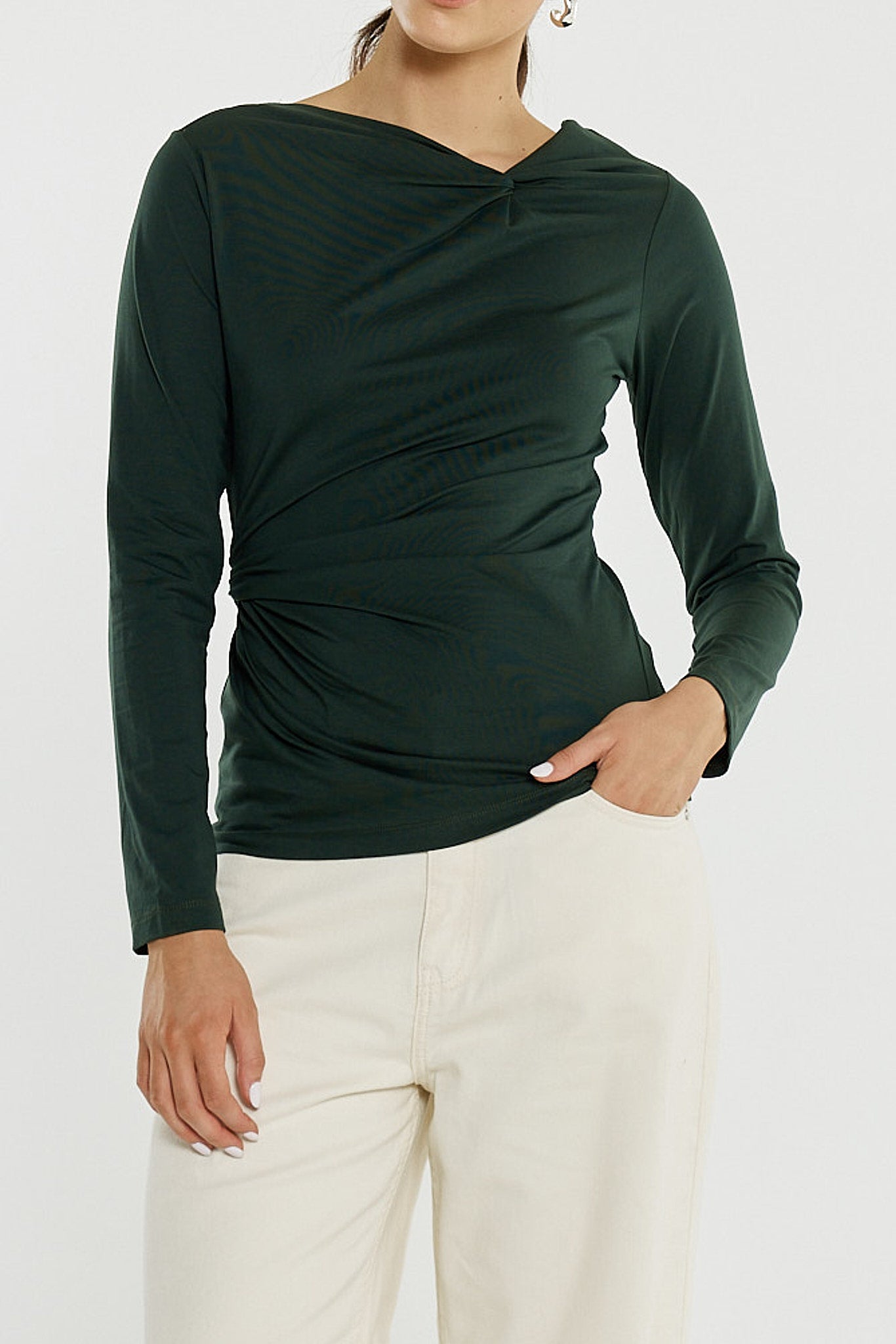 Sass Sophia Twisted Top | Bottle Green