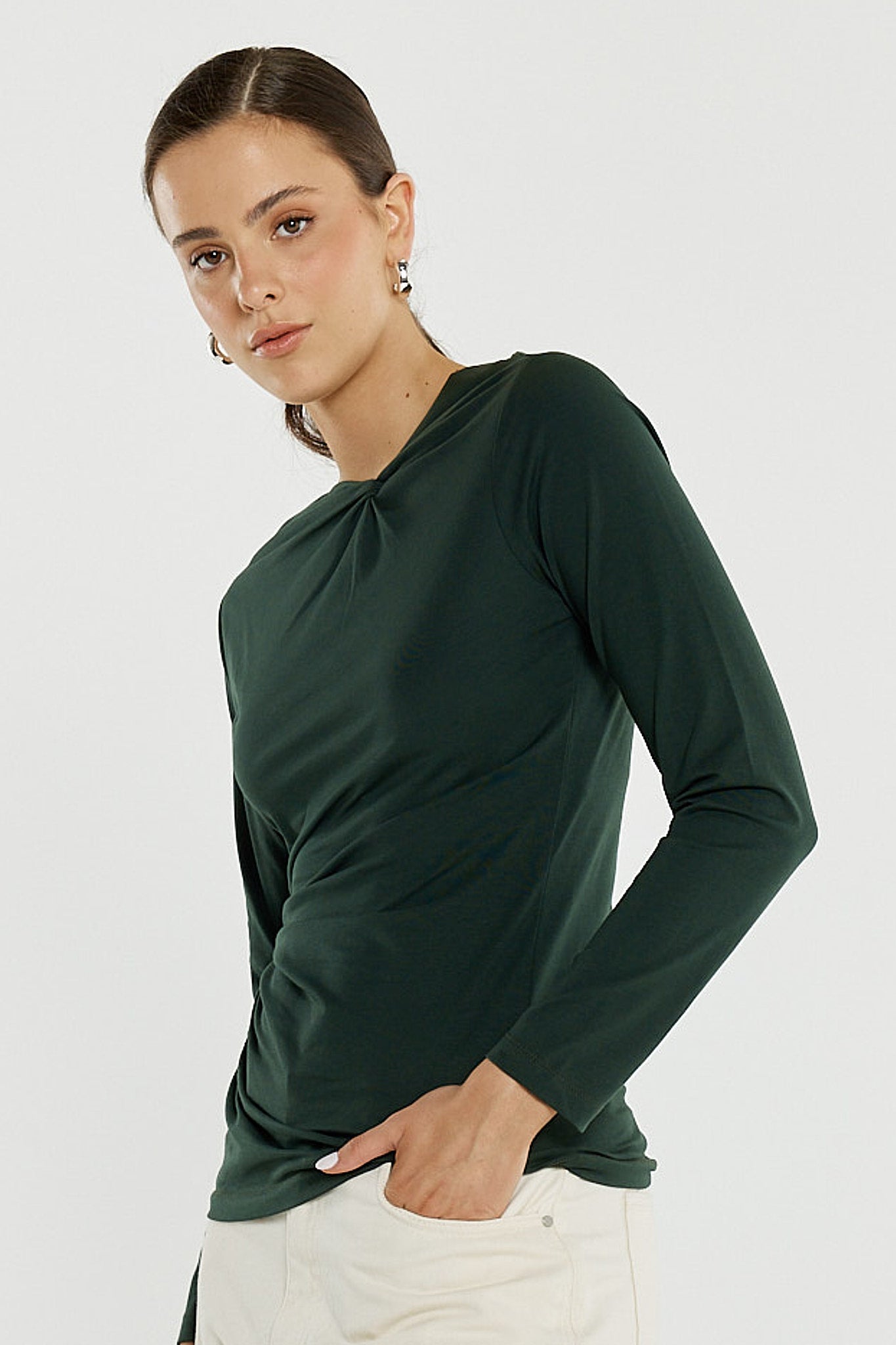 Sass Sophia Twisted Top | Bottle Green