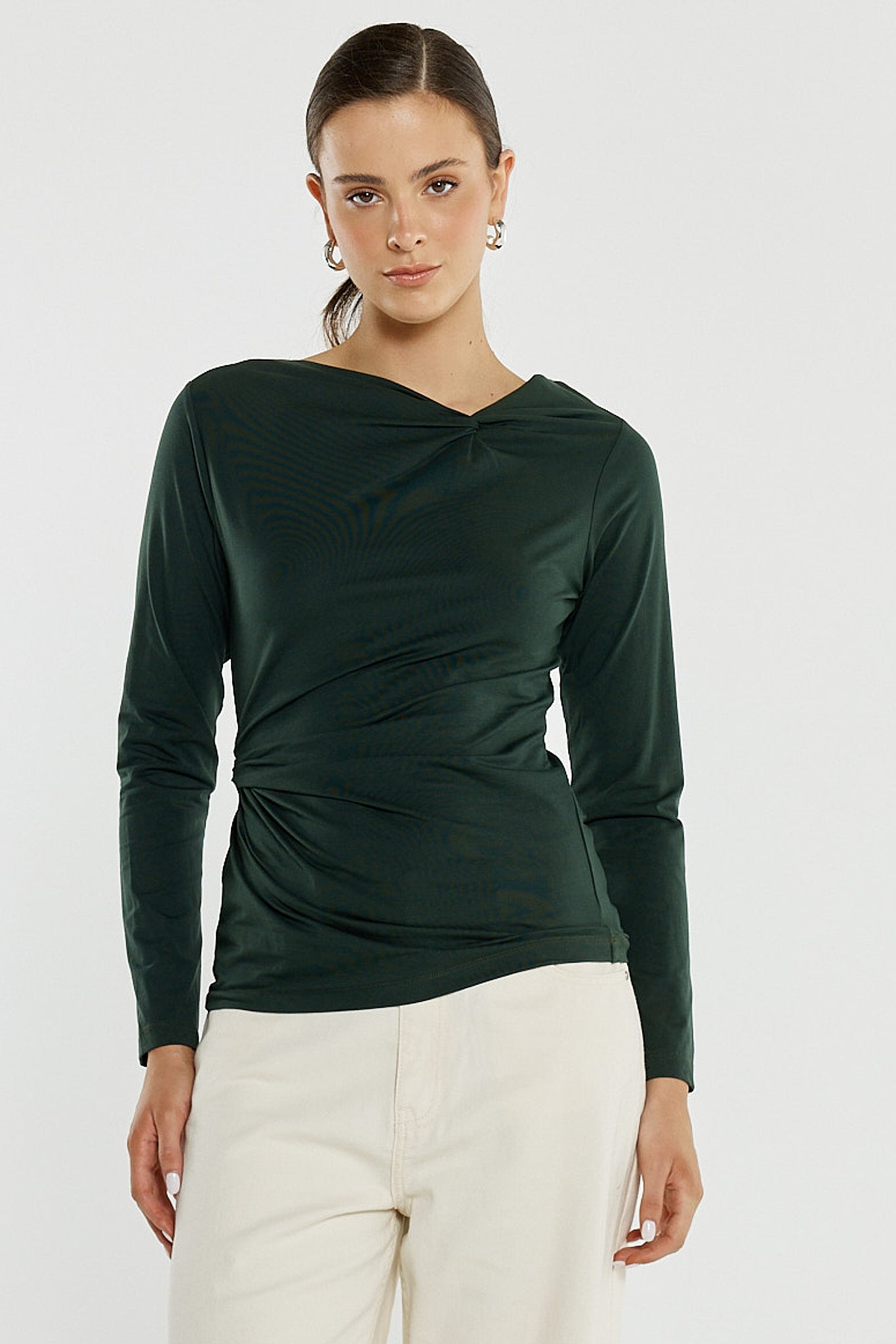 Sass Sophia Twisted Top | Bottle Green