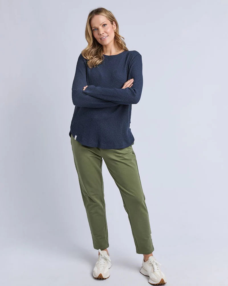 Elm Veronica Rib Long Sleeve Tee | Navy