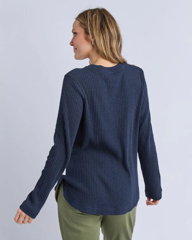 Elm Veronica Rib Long Sleeve Tee | Navy