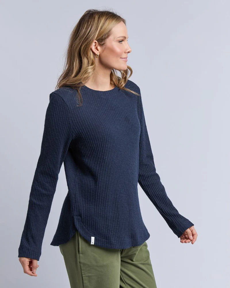 Elm Veronica Rib Long Sleeve Tee | Navy