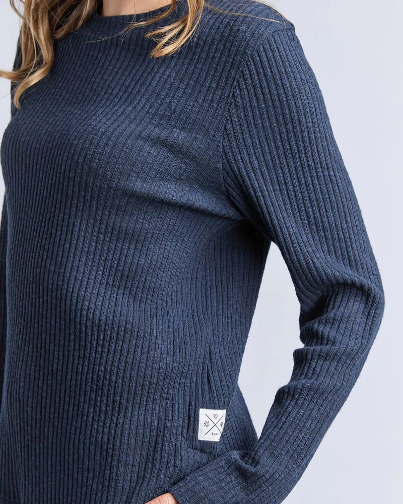 Elm Veronica Rib Long Sleeve Tee | Navy