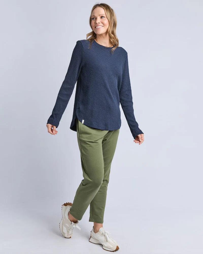 Elm Veronica Rib Long Sleeve Tee | Navy