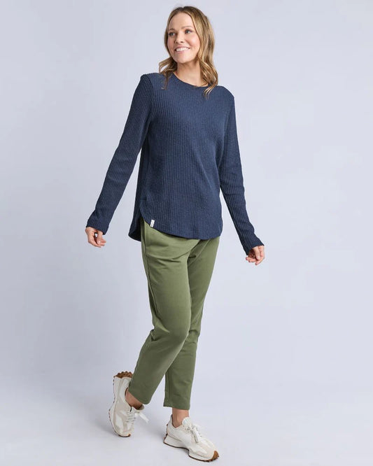Elm Veronica Rib Long Sleeve Tee | Navy